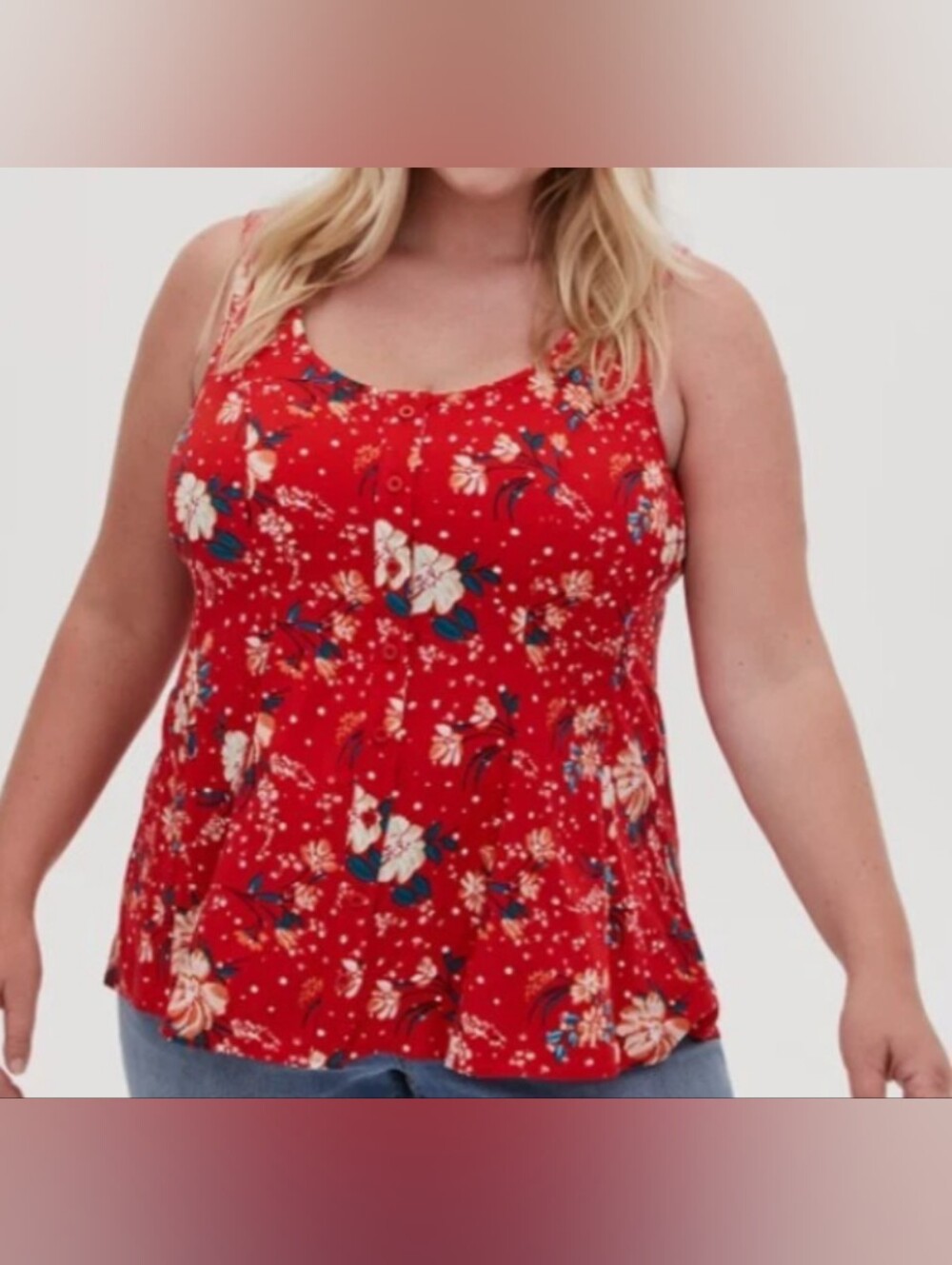 torrid Red Floral Scoop Neck Tank